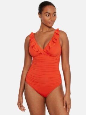 Lauren Ralph Lauren Beach Club Slimming Underwire One Piece Swimsuit Poppy 12
